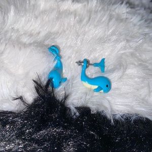 3D whale earrings